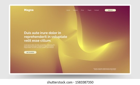Abstract homepage design. Modern web page template, concept. Unmellow yellow, tyrian purple color. Vibrant gradient, iridescent foil. Eps10 vector. 