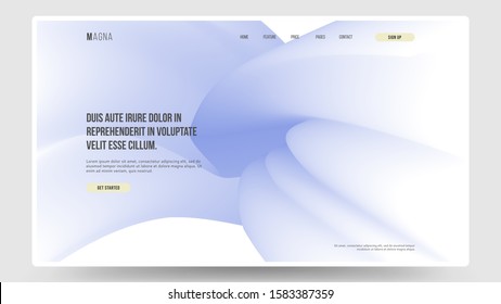 Abstract homepage design. Modern web page template, concept. Fluid 3d shapes. ista blue color. Eps10 vector. 