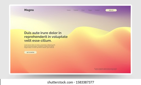 Abstract homepage design. Modern web page template, concept.Spanish crimson, indigo, atomic tangerine canary color. Vibrant gradient, iridescent foil. Eps10 vector. 