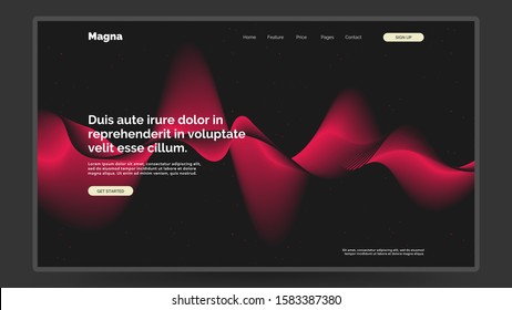 Abstract homepage design. Modern web page template, concept. Fluid 3d shapes. Spanish crimson, eerie black color. Vibrant gradient, iridescent foil. Eps10 vector. 