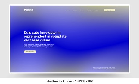 Abstract homepage design. Modern web page template, concept. Mediun blue color. Vibrant gradient, iridescent foil. Eps10 vector. 