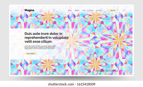 Abstract homepage design. Modern web page template, concept. Colorful kaleidoscope pattern. Eps10 vector. 