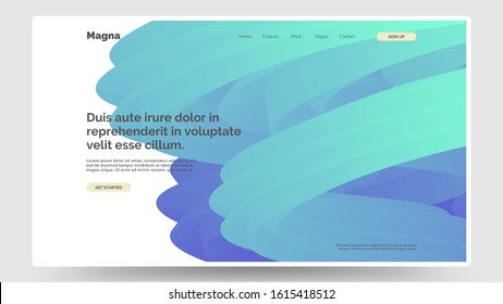 Abstract homepage design. Modern web page template, concept. Colorful wavy 3d shapes. Colors name: iris, aquamarine.  Eps10 vector. 