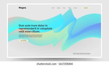 Abstract homepage design. Modern web page template, concept. Colorful 3d gradient form. Vibrant gradient. Holographic colors. Eps10 vector. 