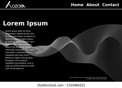 Abstract homepage design. Modern web page design template, concept. dark wavy outlines.