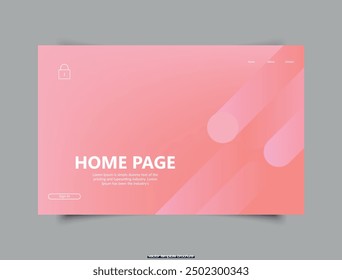 Abstract homepage design. Modern web page template .Abstract soft pink background with stripes. Landing, Website Design. Vector illustration.