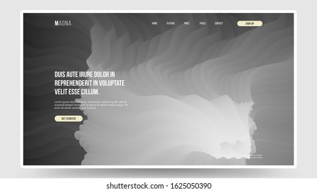 Abstract homepage design. Monochrome, black and white 3d flow shapes. Fluid shape illustration. Eps10 vector.