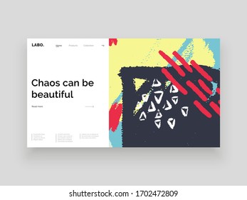 Abstract homepage illustration. Colorful lines, spots and dots. Decorative backdrop. Hand drawn texture, decor elements and shapes. Eps10 vector.