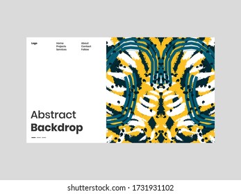 Abstract homepage illustration. Colorful lines, spots, dots and paint strokes. Decorative symmetric wallpaper, backdrop. Hand drawn texture, decor elements and shapes. Eps10 vector.