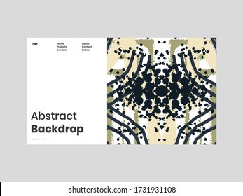 Abstract homepage illustration. Colorful lines, spots, dots and paint strokes. Decorative symmetric wallpaper, backdrop. Hand drawn texture, decor elements and shapes. Eps10 vector.