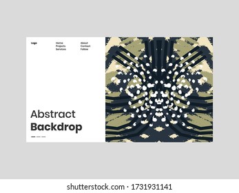 Abstract homepage illustration. Colorful lines, spots, dots and paint strokes. Decorative symmetric wallpaper, backdrop. Hand drawn texture, decor elements and shapes. Eps10 vector.