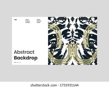 Abstract homepage illustration. Colorful lines, spots, dots and paint strokes. Decorative symmetric wallpaper, backdrop. Hand drawn texture, decor elements and shapes. Eps10 vector.