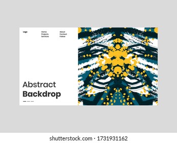 Abstract homepage illustration. Colorful lines, spots, dots and paint strokes. Decorative symmetric wallpaper, backdrop. Hand drawn texture, decor elements and shapes. Eps10 vector.