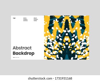 Abstract homepage illustration. Colorful lines, spots, dots and paint strokes. Decorative symmetric wallpaper, backdrop. Hand drawn texture, decor elements and shapes. Eps10 vector.