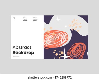 Abstract homepage illustration. Colorful lines, spots, dots and paint strokes. Decorative symmetric wallpaper, backdrop. Hand drawn texture, decor elements and shapes. Eps10 vector.