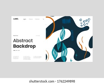 Abstract homepage illustration. Colorful lines, spots, dots, paint strokes. Decorative chaotic background, backdrop. Hand drawn texture, different shapes and textures. Eps10 vector.