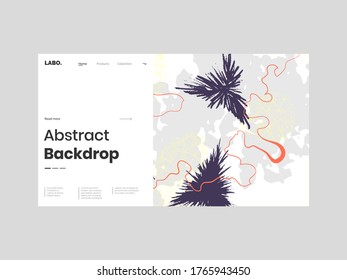 Abstract homepage illustration. Colorful lines, spots, map texture, polygons, paint strokes. Decorative chaotic background, backdrop. Hand drawn texture, different shapes and textures. Eps10 vector.