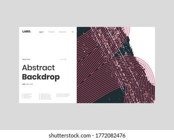 Abstract homepage illustration. Colorful lines, and paint strokes. Decorative minimal wallpaper, backdrop. Hand drawn texture and outline shapes. Eps10 vector.