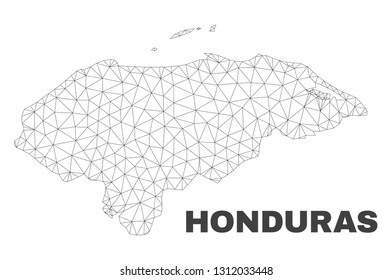Abstract Honduras map isolated on a white background. Triangular mesh model in black color of Honduras map. Polygonal geographic scheme designed for political illustrations.