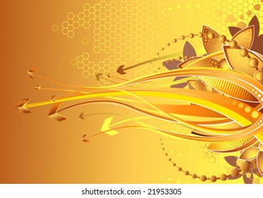 Abstract honey arrows and flowers