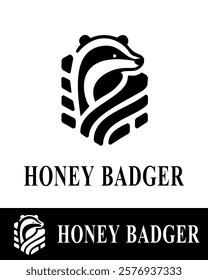 Abstract honey badger logo featuring bold lines and minimalist design