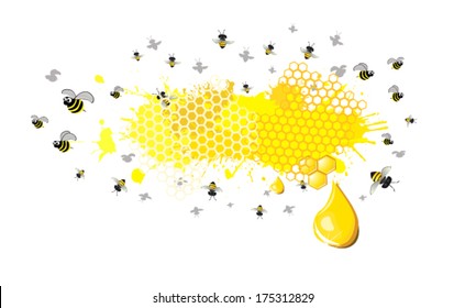 Abstract honey bee honeycomb . Vector
