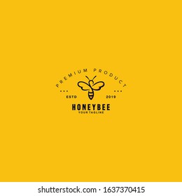 Abstract Honey Bee logo design template with background and shadow