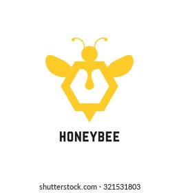 abstract honey bee sign. concept of visual identity, promotion, syrup, liquid sweetness, honeyed nectar, apiary. isolated on white background. flat style trend modern brand design vector illustration