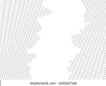 Abstract honeycomb background, grey lines isolated on white, vector file