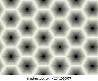 Abstract honeycomb background with hexagons. Inner glow effect. Seamlessly repeating vector pattern. Illusion of superimposed layers. 