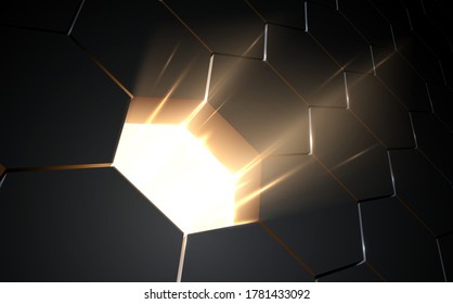 Abstract honeycomb background with hole and light effect