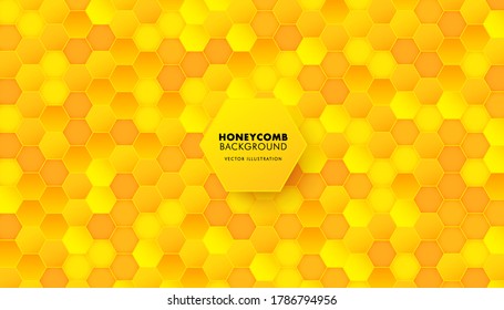 Abstract honeycomb background in soft yellow color. Hexagon pattern. Seamless background. Vector illustration