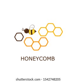Abstract honeycomb with bee isolated on white background flat design vector illustration.