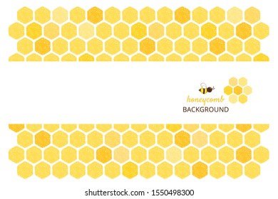 Abstract honeycomb with cartoon bee on white background. vector illustration