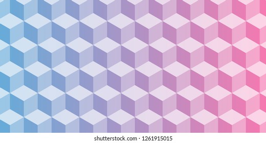 Abstract Honeycomb cubes vector background.  Modern geometric gradient Hexagon pattern. Trendy colors mosaic