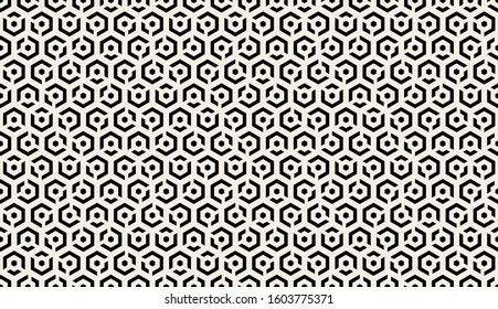 Abstract Honeycomb Geometric Pattern. Vintage Fashion Design Print Hexagonal Stylish Texture. Vector Illustration.