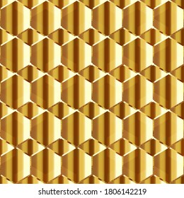 Abstract honeycomb with gold effect. Seamless pattern.