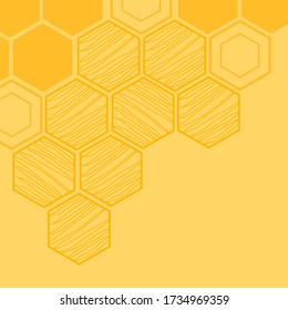 Abstract honeycomb with hexagon grid cell on yellow background vector illustration.