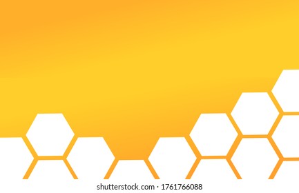 Abstract honeycomb with hexagon grid cells on gold gradient background vector.