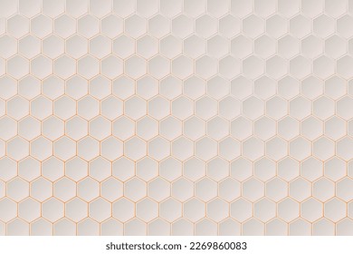 Abstract honeycomb mosaic background design. Geometric hexagon cells with blacklight