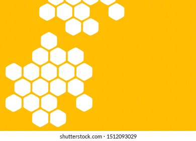 Abstract honeycomb on yellow background, flat design vector.