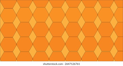 Abstract honeycomb pattern background with hexagonal shapes in yellow and orange tones, ideal for design and nature-themed concepts.
