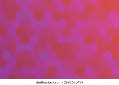 Padrão de favo de mel abstrato em tons de vermelho e roxo com precisão geométrica e mistura de gradiente para projetos de design criativo