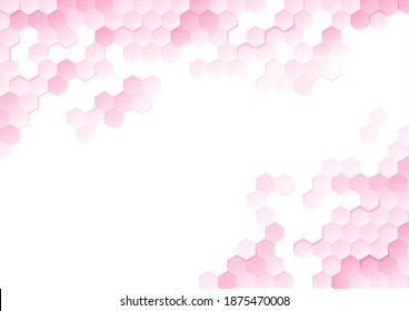 Abstract honeycomb pink Background with space for text ,light and shadow texture background. Embossed Hexagon ,Vector illustrator.