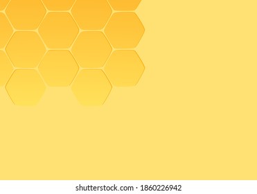 Abstract honeycomb with yellow blur hexagon grid cells on yellow background vector illustration.