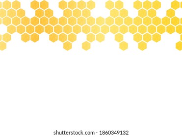 Abstract honeycomb with yellow blur hexagon grid cells on white background vector illustration.  