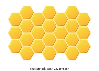 Abstract honeycombs design. Gold honey hexagonal cells texture. Geometric hive hexagonal honeycombs. Vector illustration