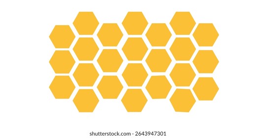 Abstract honeycombs design. Gold honey hexagonal cells texture. Geometric hive hexagonal honeycombs. Vector illustration