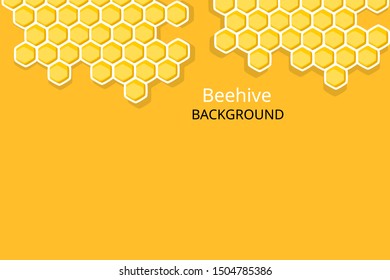 Abstract honeycombs with shiny beehive isolated on white background vector illustration.