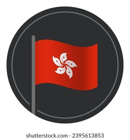 Abstract Hong Kong Flag Flat Icon in Circle Isolated on White Background